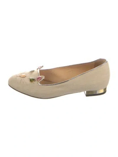Pre-owned Charlotte Olympia Crystal Embellishments Loafers In Neutral