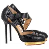 Charlotte Olympia Divia Embossed Platform Pumps In Black Leather In Black