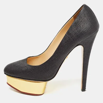 Charlotte Olympia Black Leather Dolly Platform Pumps