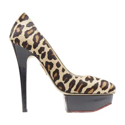 Pre-owned Charlotte Olympia Dolly Brown Leopard Pony Hair Patent Platform Pump Eu36.5
