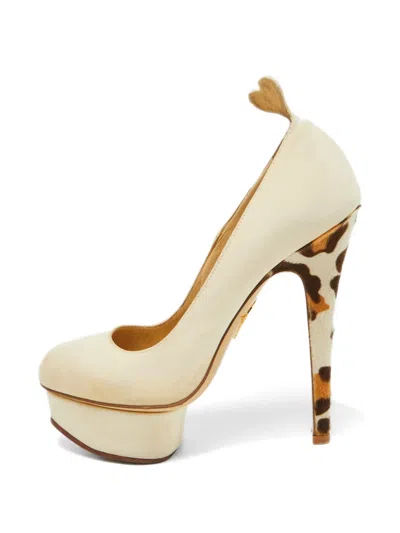 Pre-owned Charlotte Olympia Dolly Calf Hair Pumps In Neutral