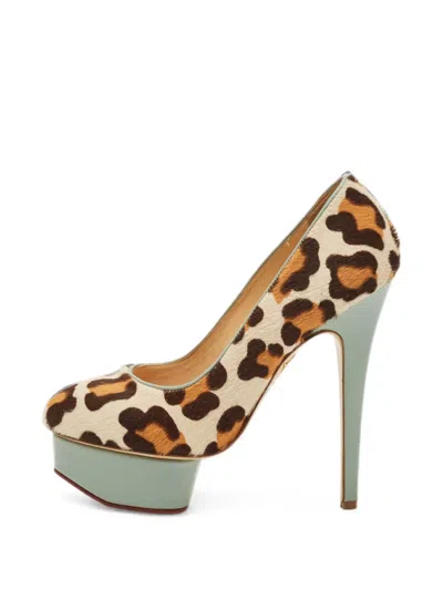 Pre-owned Charlotte Olympia Dolly Leopard-print Pumps In Neutral