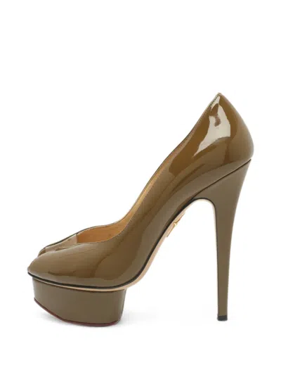 Pre-owned Charlotte Olympia Dolly Peep-toe Platform Pumps In Green