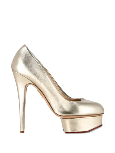 Pre-owned Charlotte Olympia Dolly Platform Pumps In Gold