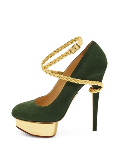 Pre-owned Charlotte Olympia Dolly Platform Pumps In Green