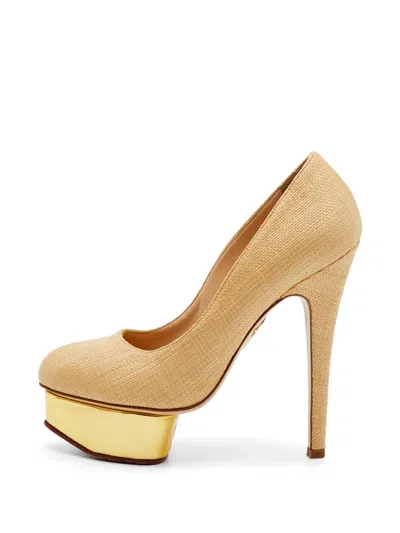Pre-owned Charlotte Olympia Dolly Platform Pumps In Neutral