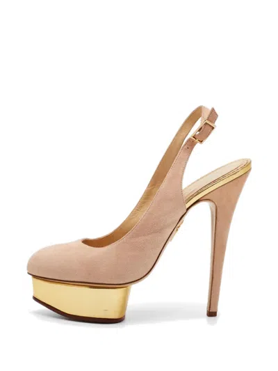 Pre-owned Charlotte Olympia Dolly Platform Pumps In Neutral