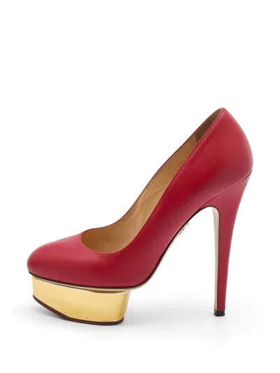 Pre-owned Charlotte Olympia Dolly Platform Pumps In Red