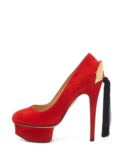 Pre-owned Charlotte Olympia Dolly Platform Pumps In Red