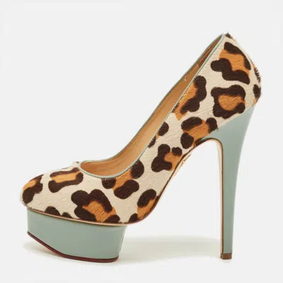 Pre-owned Charlotte Olympia Dolly Size 36 Multicolor Calf Hair Platform Pumps