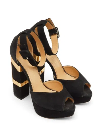 Pre-owned Charlotte Olympia Embellished Ankle-strap Sandals In Black