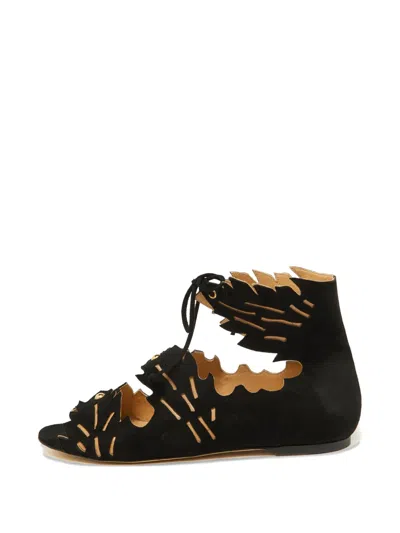 Pre-owned Charlotte Olympia Eve Leaf Sandals In Black
