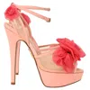 Charlotte Olympia Fleur Ankle-wrap Platform Sandals In Pink Satin In Pink