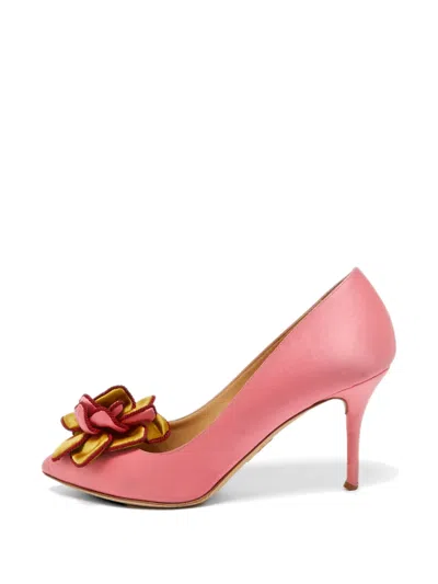 Pre-owned Charlotte Olympia Flower-detail Pointed-toe Pumps In Pink