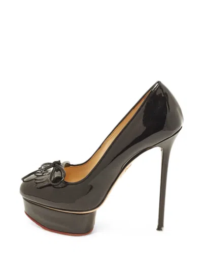 Pre-owned Charlotte Olympia Fringed Bow Platform Pumps In Black
