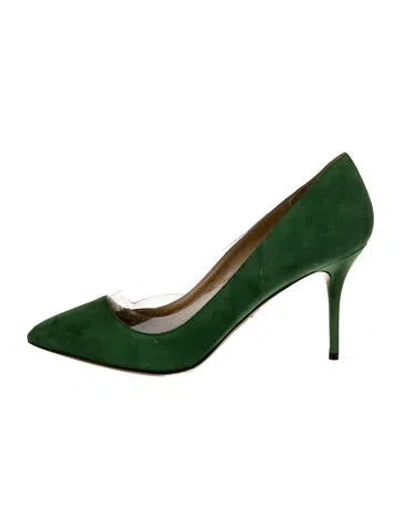 Pre-owned Charlotte Olympia Fur Pumps In Green