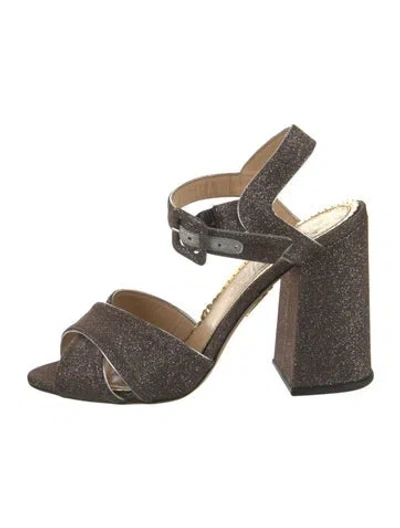 Pre-owned Charlotte Olympia Glitter Slingback Sandals In Brown