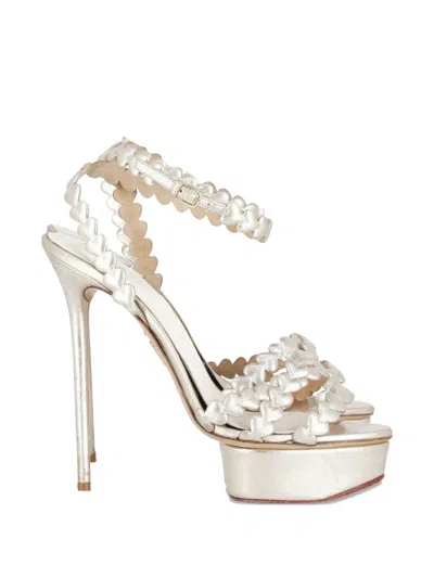 Pre-owned Charlotte Olympia Heart You Platform Sandals In Silver