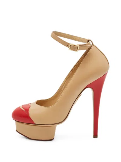 Pre-owned Charlotte Olympia Kiss Me Dolores! Lip-detail Pumps In Neutral