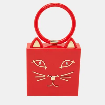 Charlotte Olympia Kitty Red Perspex Clutch