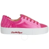 Charlotte Olympia Ladies Pink Sneaker Satin W Pleat Bk In Pink