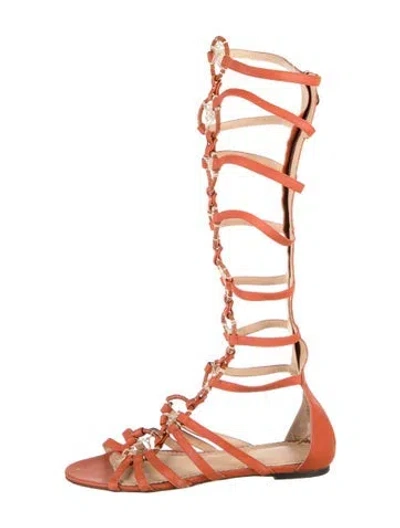 Pre-owned Charlotte Olympia Leather Gladiator Sandals In Orange
