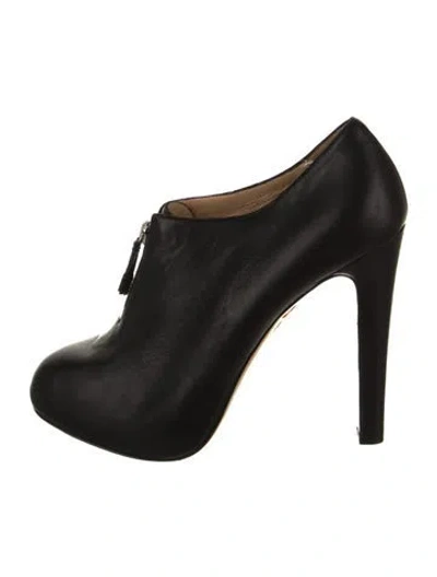 Pre-owned Charlotte Olympia Leather Lace-up Boots In Black
