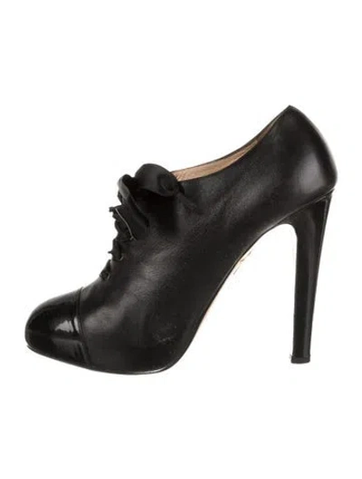 Pre-owned Charlotte Olympia Leather Lace-up Boots In Black