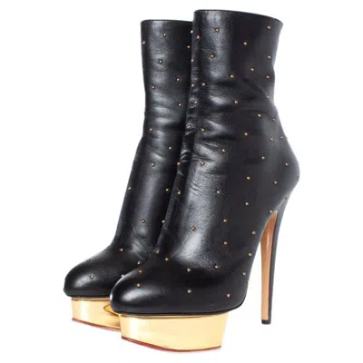 Pre-owned Charlotte Olympia , Leather Platform Boots In Black