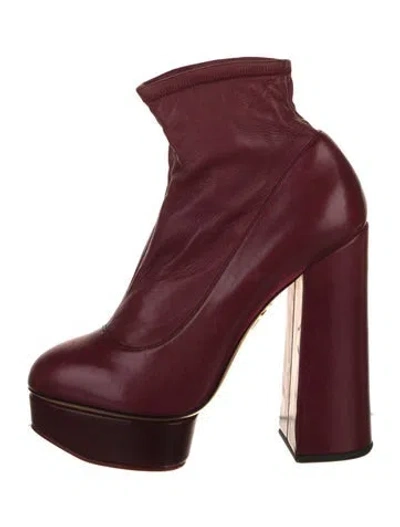 Pre-owned Charlotte Olympia Leather Sock Boots In Purple