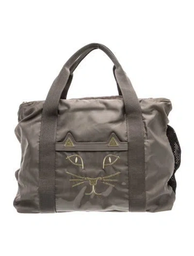 Pre-owned Charlotte Olympia Nylon Weekender Bag In Gray