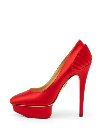 Pre-owned Charlotte Olympia Paloma Fan-pleat Pumps In Red