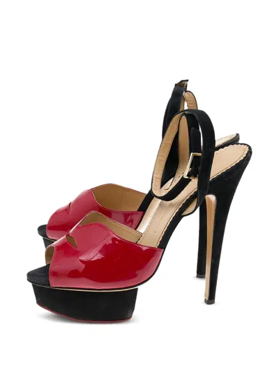 Pre-owned Charlotte Olympia Patent Leather Platform Sandals In Red