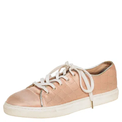 Charlotte Olympia Peach Satin Web Low Top Sneakers In Pattern