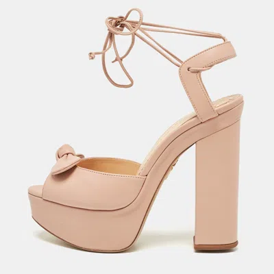 Pre-owned Charlotte Olympia Pink Leather Austin Platform Sandals Size 37