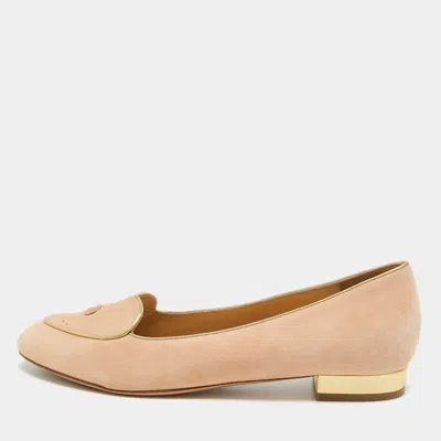 Charlotte Olympia Pink Suede Cancer Smoking Slippers In Multi