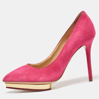 Charlotte Olympia Pink Suede Platform Pumps In Purple