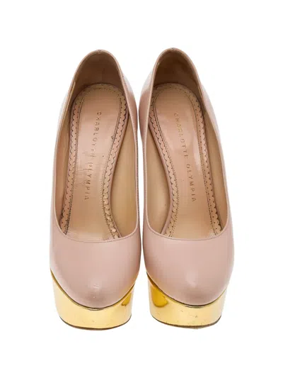 Pre-owned Charlotte Olympia Platform Curved-heel Pumps In Neutral