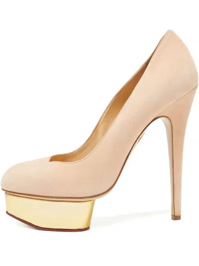 Pre-owned Charlotte Olympia Platform Heel Pump In Neutral