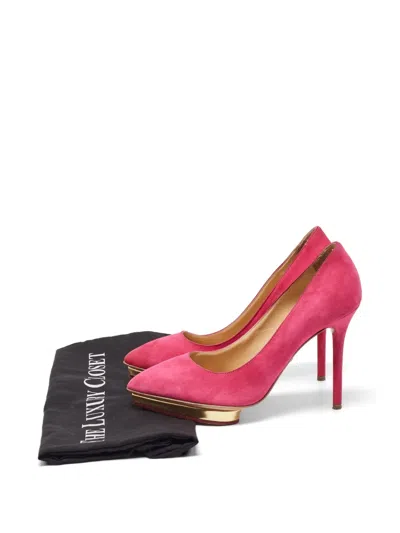 Pre-owned Charlotte Olympia Platform Suede Pumps In Pink