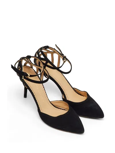 Pre-owned Charlotte Olympia Pointed Toe Ankle Strap Pumps In Black