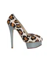 Charlotte Olympia Polly Leopard Print Platform Pumps In Multicolor Calf Hair And Leather In Multi