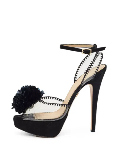 Pre-owned Charlotte Olympia Pomeline Sandals In Black