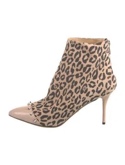 Pre-owned Charlotte Olympia Ponyhair Animal Print Boots In Neutral