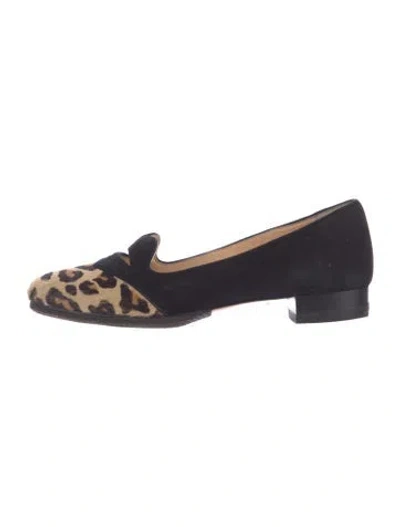Pre-owned Charlotte Olympia Ponyhair Animal Print Loafers In Blue