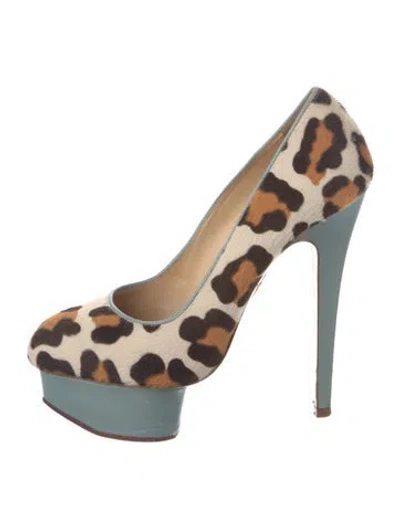 Pre-owned Charlotte Olympia Ponyhair Animal Print Pumps In Brown