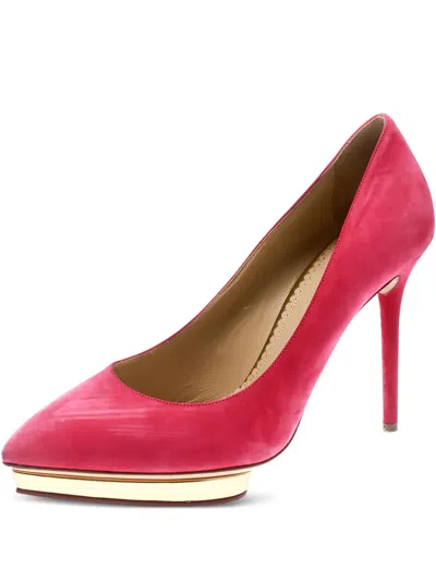 Pre-owned Charlotte Olympia  110mm Dotty Platform Pumps In Pink