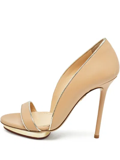 Pre-owned Charlotte Olympia  115mm Metallic-trimmed Sandals