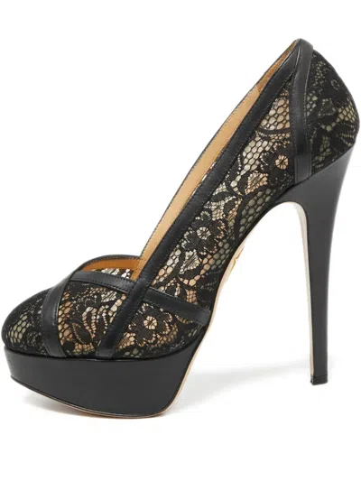 Pre-owned Charlotte Olympia  140mm Lace Platform Pumps