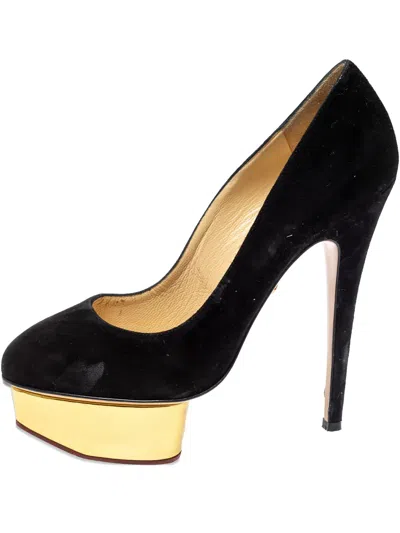 Pre-owned Charlotte Olympia  145mm Dolly Suede Platform Pumps